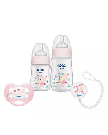 wee-baby-classic-plus-newborn-feeding-bottle-starter-set-pink
